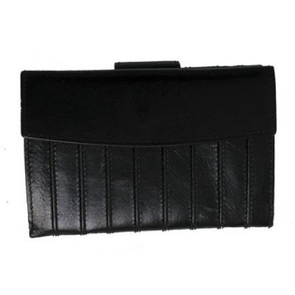 Avenue Ladies Leather Wallet Ridged Black