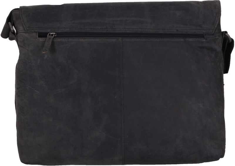 Avenue Hunter Leather Full Flap Bag Black -The Goliath Messenger Bag