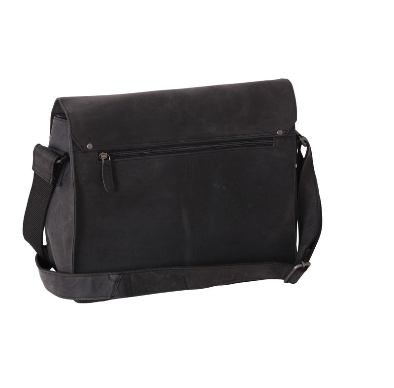 Avenue Hunter Leather Flap Bag Black