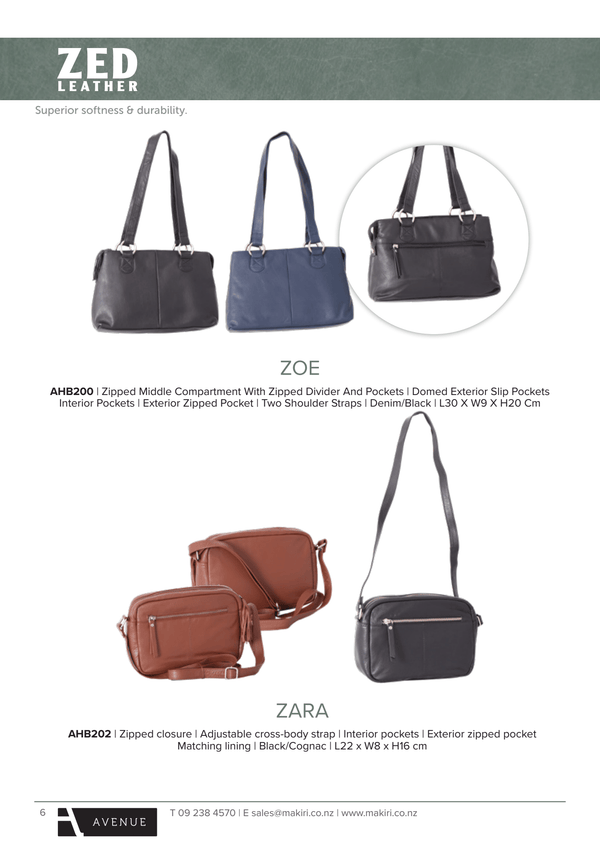 Avenue Zoe ‘Zed’ Leather Twin Compartment Handbag