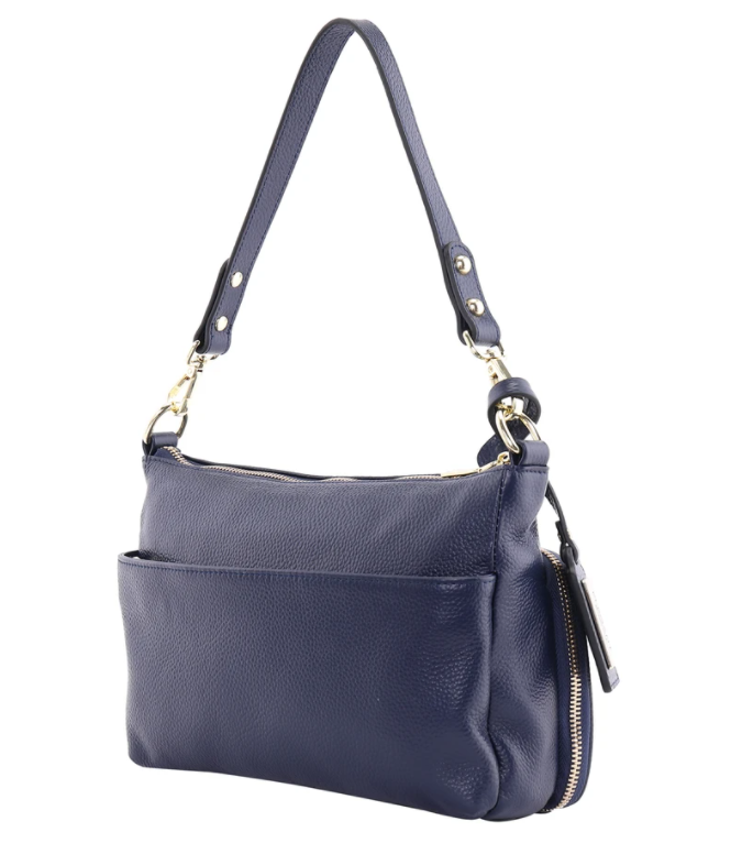 Serenade Kayla elegant leather handbag navy