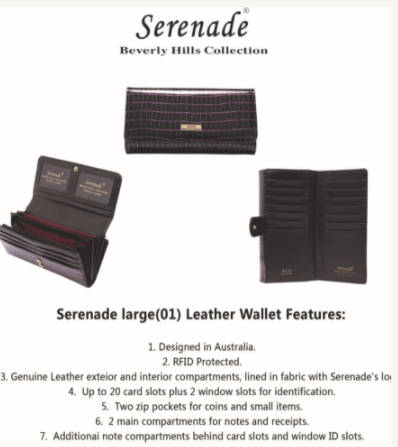 Serenade Beverly Hills Jewel Large Leather Wallet Black