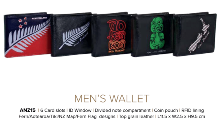 Avenue Leather Souvenir Mens Wallet Rfid Lined Fern Flag