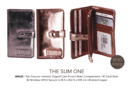 Avenue Hunter Leather Slim Wallet Hide Metallic Copper
