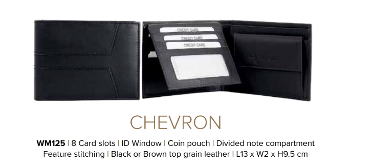 Avenue “Chevron” Mens Leather Wallet Black